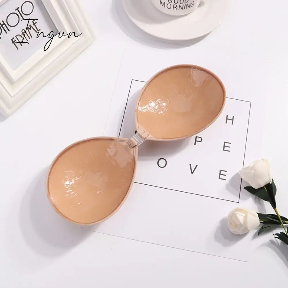 Ingvn - Sexy Women Invisible Push Up Bra Self-Adhesive Silicone Bust Front Closure Sticky Bra 1/2Pcs Backless Strapless Bra