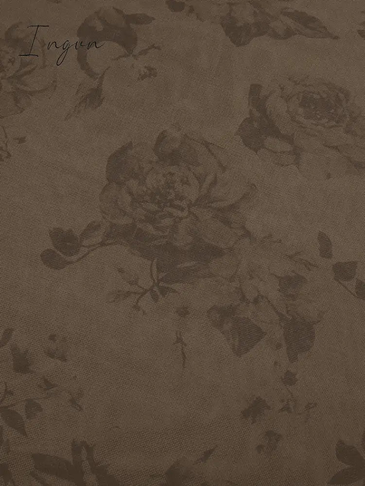 Ingvn - Vintage Mesh Floral Brown Maxi Skirt