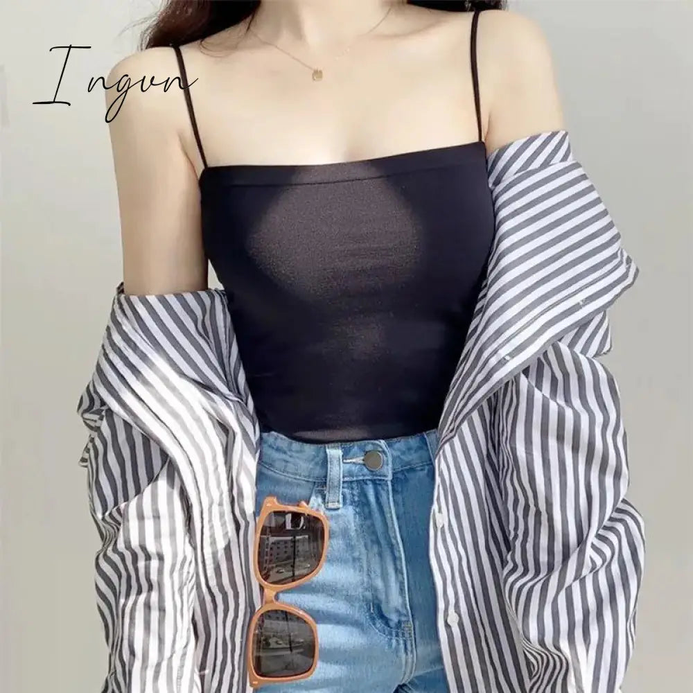 Ingvn - 2023 Summer Women's Camisole Sexy Padded Tank Tops Sleeveless Corset Top Female Lingerie Halter Thin Straps Camis Built-in Bra