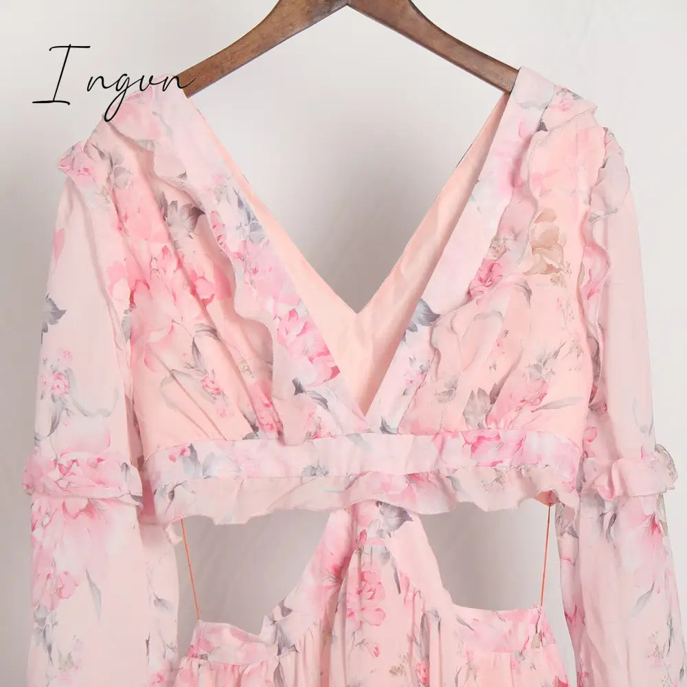 Ingvn - Fannic Summer Beach Mini Dress Woman Spaghetti Strap Cross Backless Sexy Deep V Print Bodycon Vestidos Fashion Short Dress