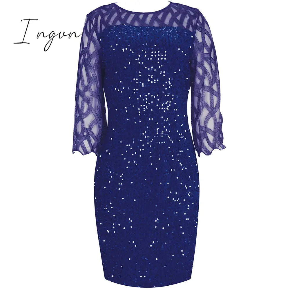 Ingvn - Party Dresses Plus Size Women's Summer Dress for Women Elegant Sequin Green Bodycon Dress Evening Wedding Outfits 4XL 5XL