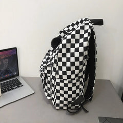 INGVN  Fashion Girls Plaid Backpack Waterproof Leisure Shoulder Bag Women Laptop Mochila Bookbag Travel Rucksack for Female