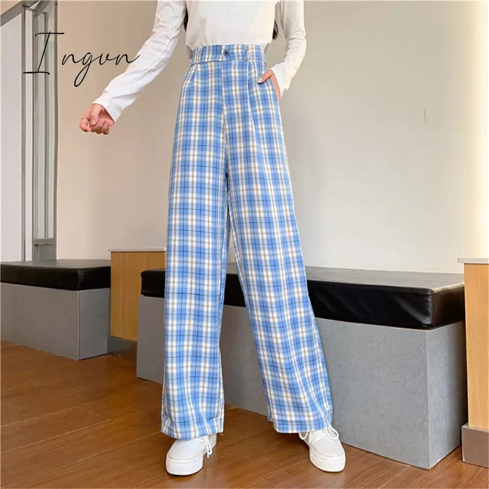 Ingvn - Sweatpants Women Clothes Pants Streetwear Winter Fashion Korean Style Wide Leg Harajuku Baggy Black High Waisted Vintage