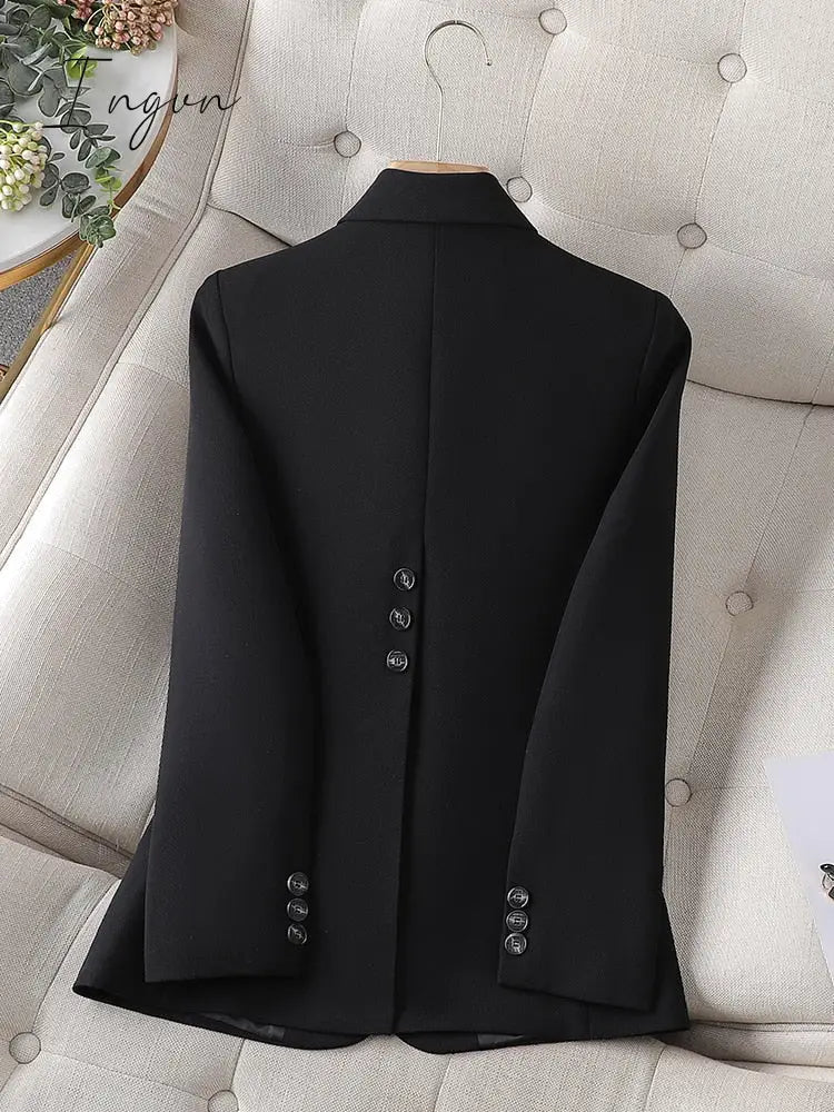 Ingvn - Single Button Blazers for Women 2023 New Spring Long Sleeve Slim Women Blazer Chic Office Ladies Notched Solid Coat