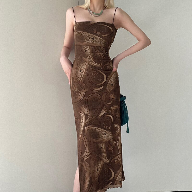 Brown Fairy Mini Dress 90s Vintage Spaghetti Strap Ruffles Short Dress Lace Boho Party Holiday Sundress Women Y2K Streetwear