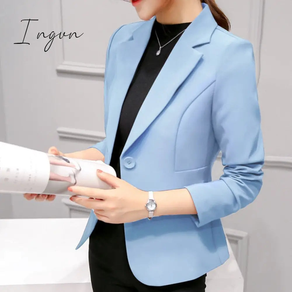 Ingvn - Black Women Blazer Formal Blazers Lady Office Work Suit Pockets Jackets Coat Slim Black Women Blazer Femme Jackets Femme