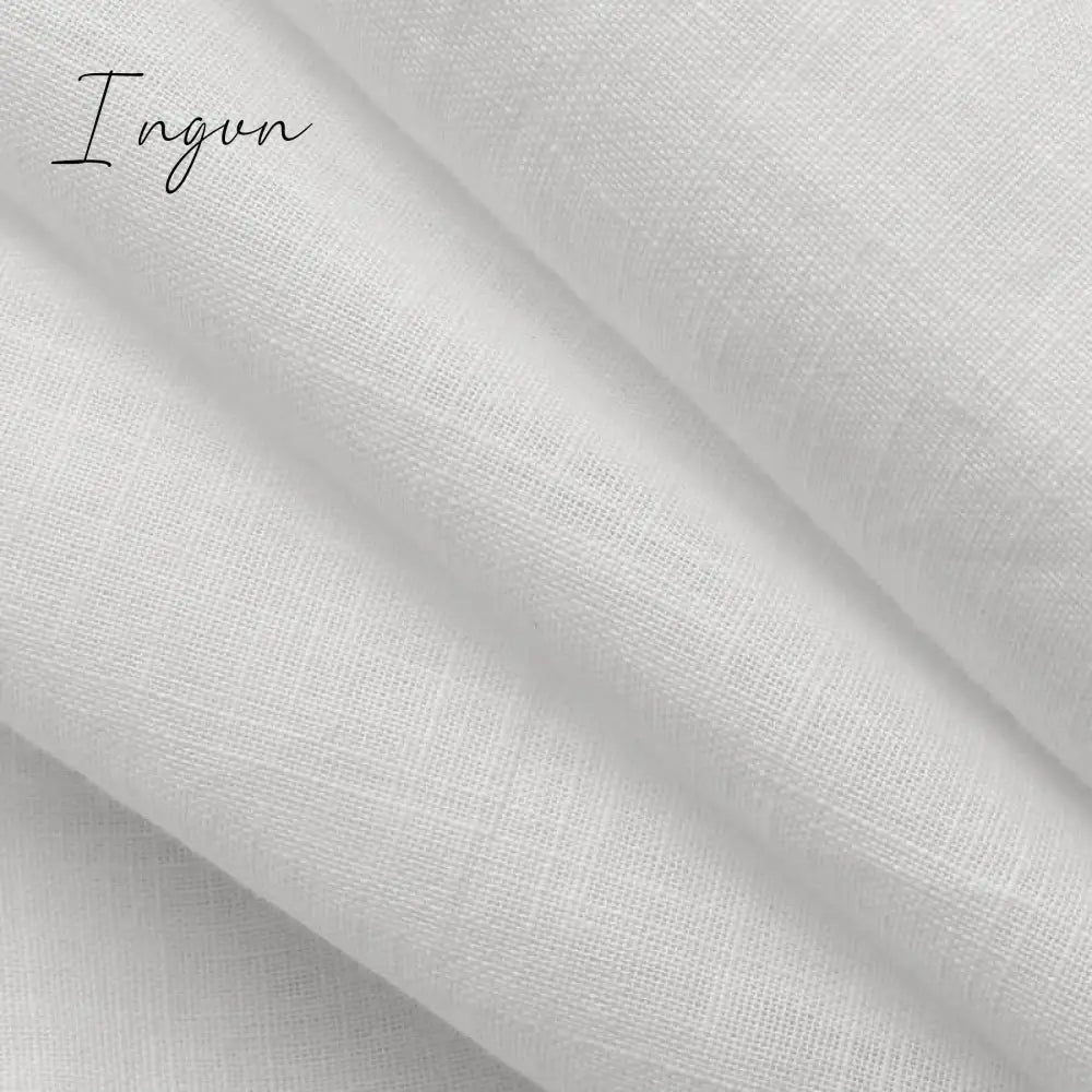 Ingvn - New Stylish Tunic Tops Plus Size Women Short Sleeve Summer Blouses Buttons Solid Cotton Linen Tops Casual Loose Blusas Femme
