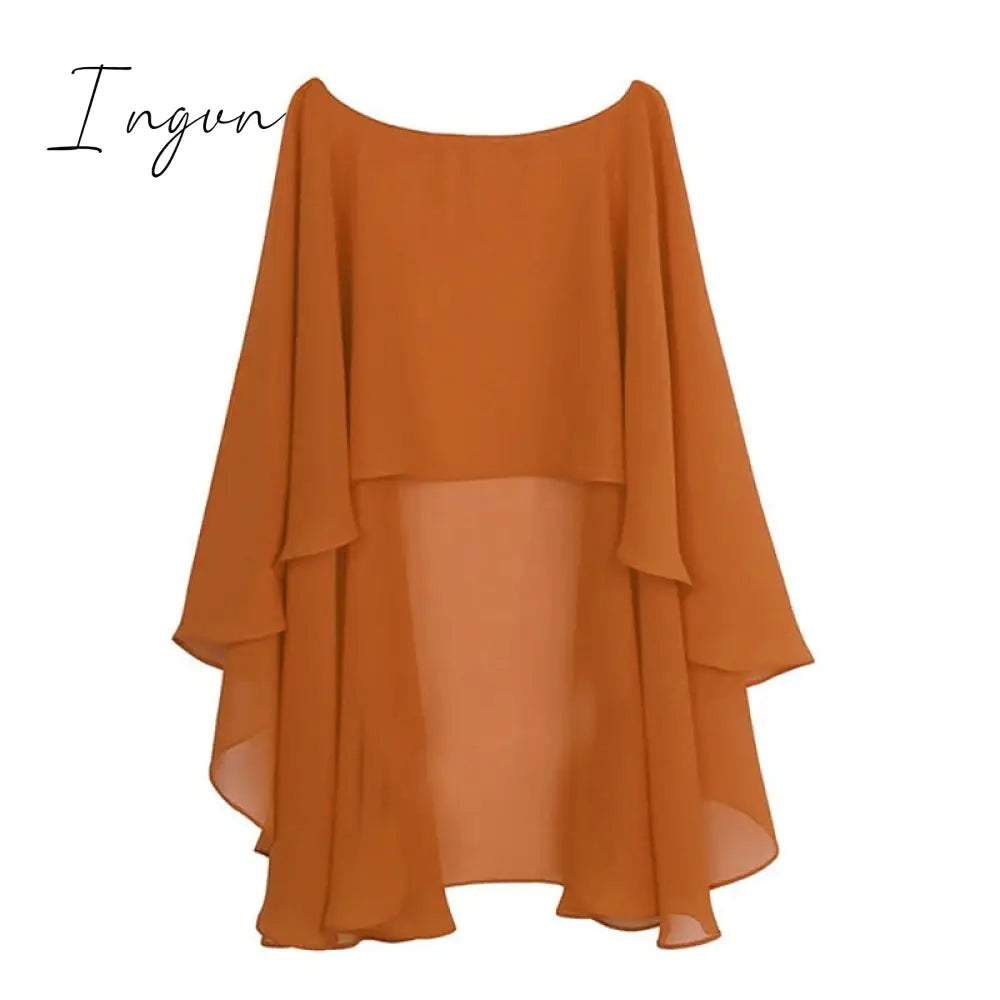 Ingvn - Womens Ladies Soft Wedding Capes Wedding Jacket Wraps Chiffon Shrug Bridal Bolero Long Shawl and Wraps Evening Wedding Cover Up
