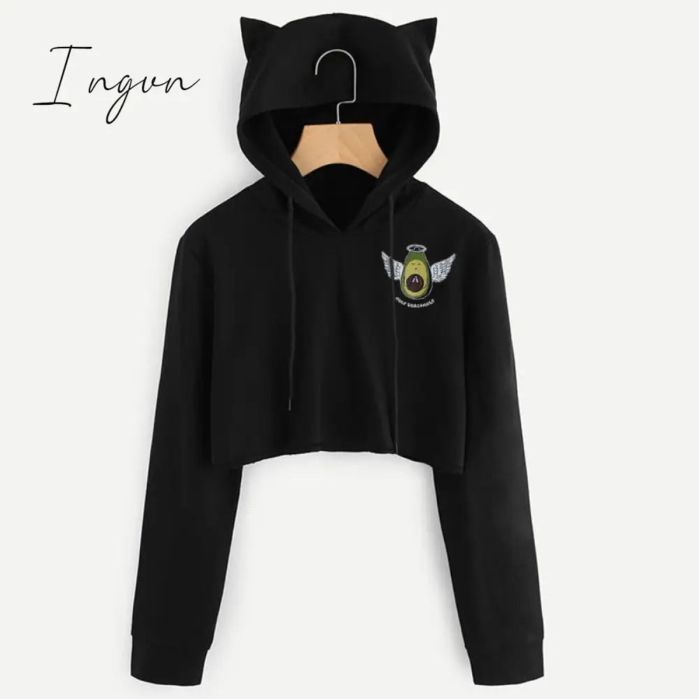 Ingvn - Winter Autumn Letter Print Women Hoodies Crop Sweatshirts Harajuku Best Friends Tv Crop Top Hoodie Long Sleeve Pullovers