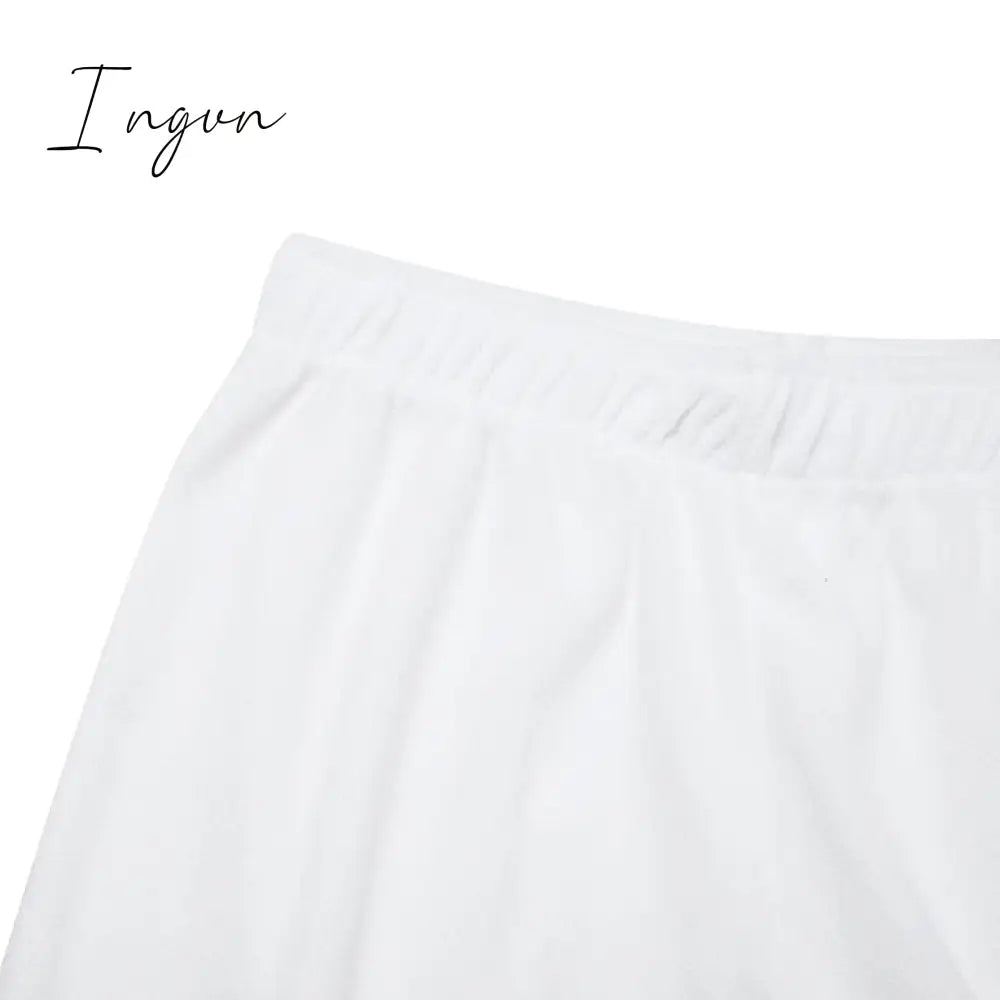 Ingvn - Women's  Lounge Sets 2 Pieces Solid Color Fleece Pajama V Neck Long Sleeve for Fall Winter White S 3XL
