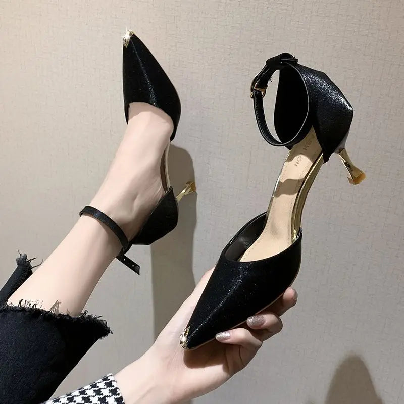 Ingvn  Sandals for Women Blue Ladies Shoes Stiletto Summer  Party Weddings Footwear Pointed Toe Closed Thin Heels on Offer H Luxury