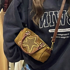 Ingvn  Sweet Stars Y2k Ladies Messenger Bags Fashion Vintage Faux Deerskin Women's Shoulder Bag Mini Cute Retro Female Handbags Purse