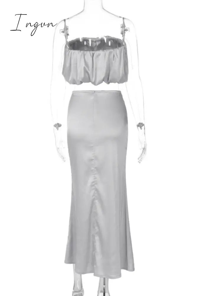 Sexy Solid Backless Strapless Sleeveless Two Pieces