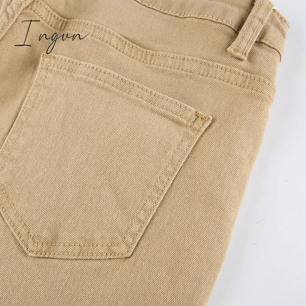 Ingvn - Women's jeans woman high waist Flared Jeans Khaki Black Brown Pants Women's pants for women clothing trouser Jean women trousers