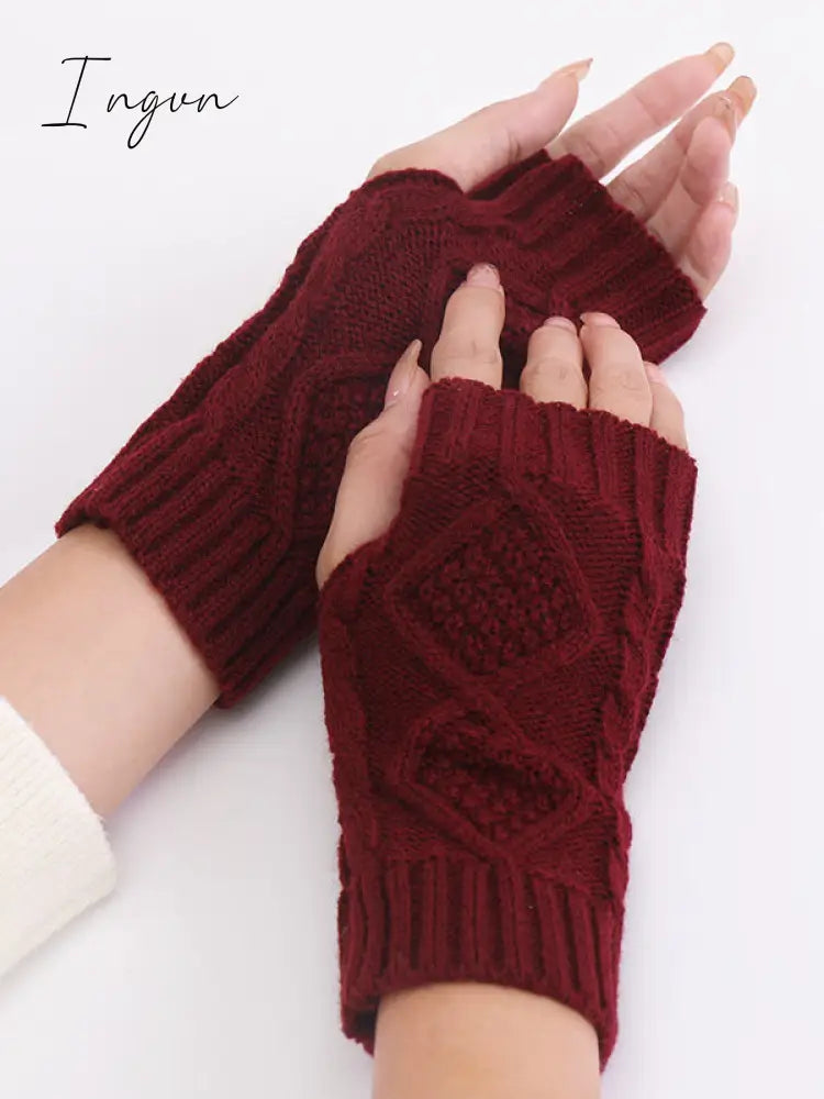 Ingvn - Simple 9 Colors Jacquard Knitting Gloves