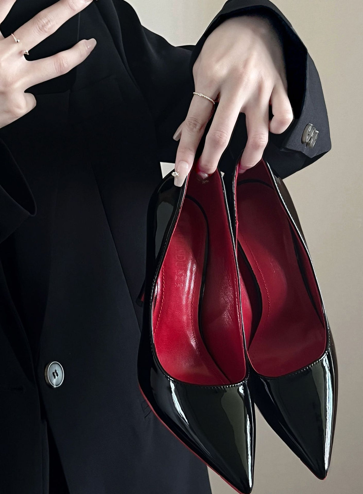 Red Bottom Black High Heels Women's Thin Heel Sexy Night Game Spring and Autumn New Bed Patent Leather Pure Desire Style Single Shoes