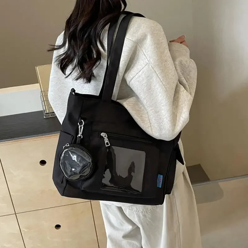 Ingvn  Women'S Bag Solid Color Tote Bag Commuter Shoulder Bag Casual Simple Mummy Bag Big Capacity Nylon Handbag