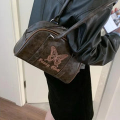 Ingvn  Vintage Y2k Womens Handbag Embroidery Butterfly Elegant Fashion Shoulder Bag Casual Harajuku Exquisite Female Boston Bag