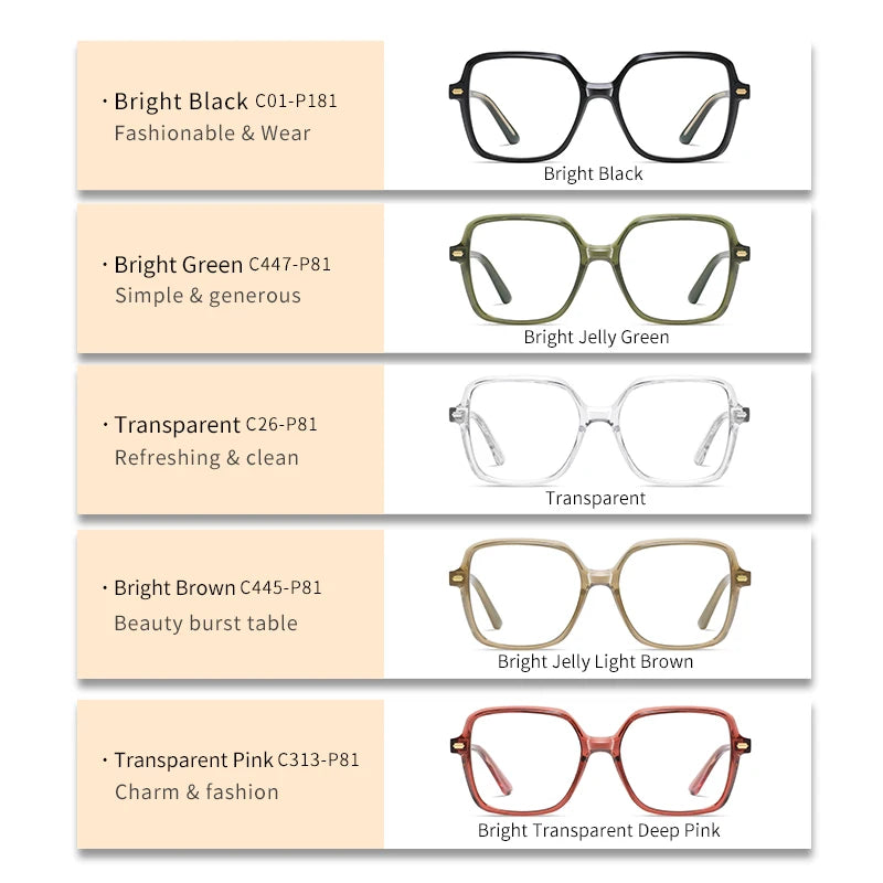 INGVN  Women Fashion Acetate Blue Light Blocking Computer Glasses Without Degrees Female Square Eyewear Spectacles Frames