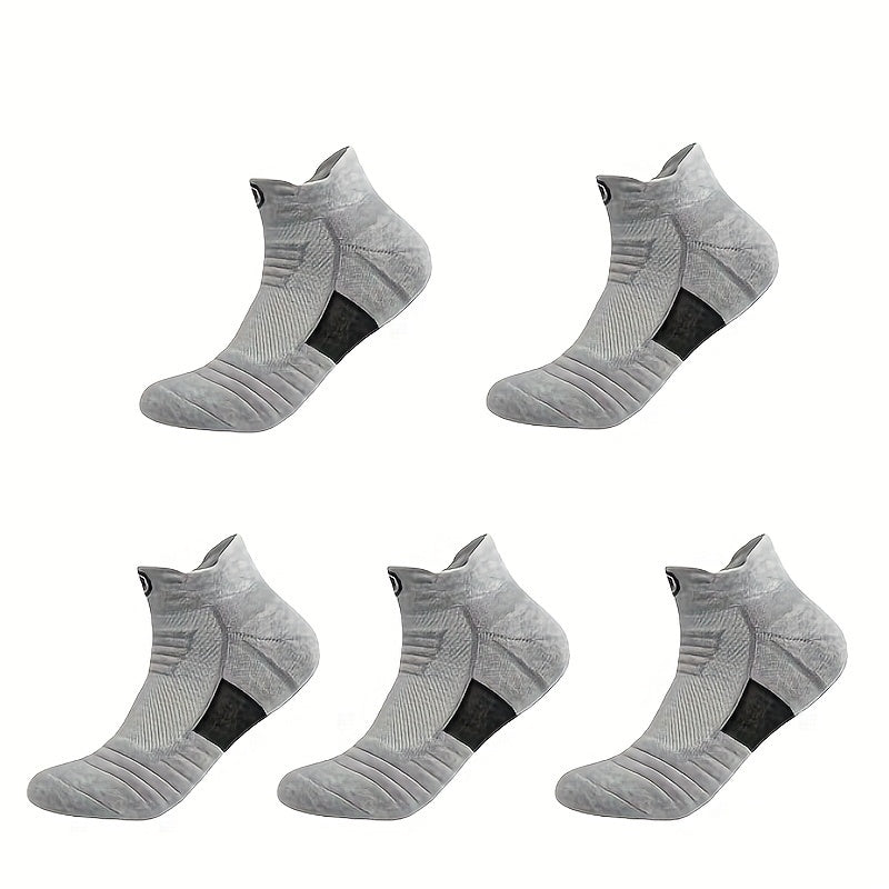 5 Pairs of Ultra-Comfortable Marathon Compression Socks - Moisture-Wicking, Breathable, and Quick-Drying for Outdoor Fitness and Sports - All-Season, Thin, and Stylish Knit Fabric Polycotton and Polyester Blend