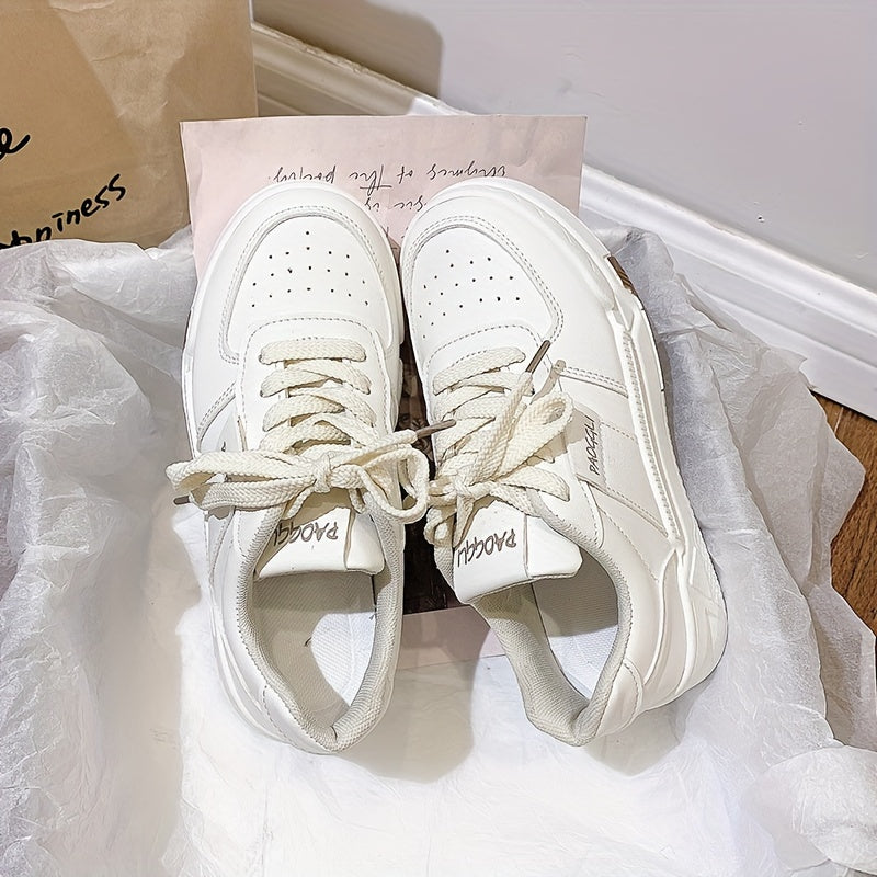 Womens Fashionable Platform Skate Sneakers - Stylish & Comfortable Low Top Shoes - Durable for Outdoor Adventures, Perfect for Students & Preppy Casual Wear