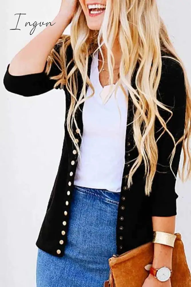 Ingvn -  Long Sleeves Buttons Design Cardigan(7 Colors)