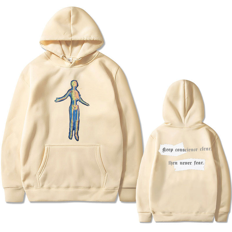 Voguable Hot Sale Fashion Creativity Design Skeleton Graphic Print Hoodie Men Women Fleece Cotton Hoodies Man Hip Hop Style Sweatshirt