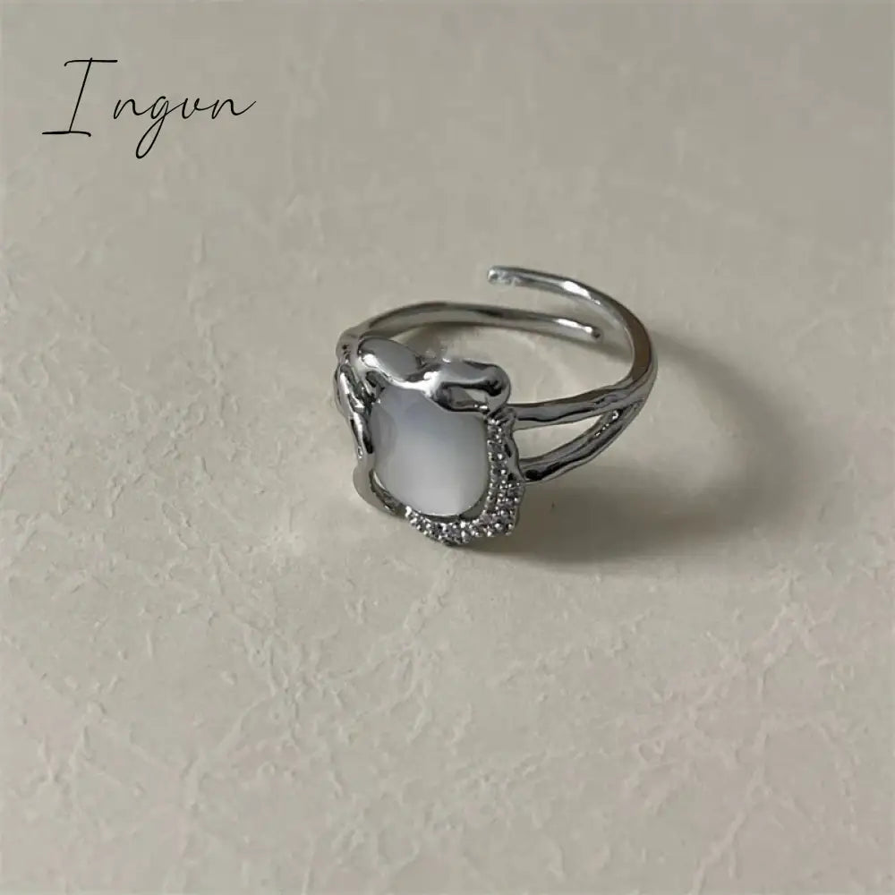 Korea Cute Rabbit Ear Rings Girl Women Bunny Butterfly Ring Zircon Jewelry Opening Rings For Girlfriend Sweet Cool Jewelry Gifts