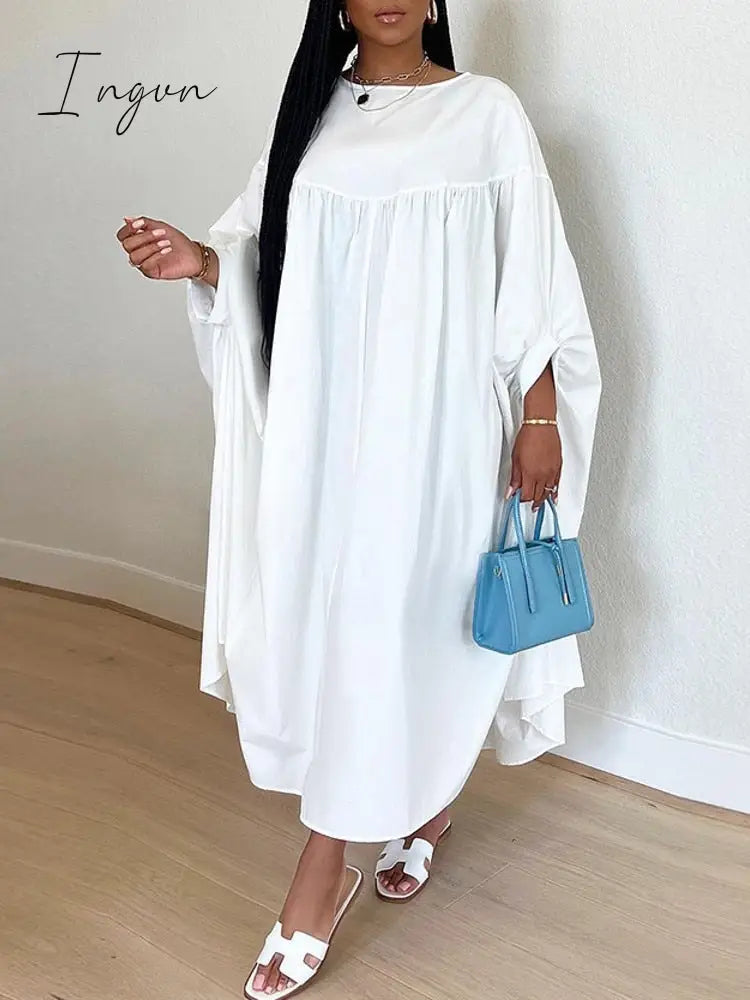 Ingvn - African Dress For Women Boubou Africain Femme Solid Color Dashiki Clothes Long Sleeve Ankara Dresses Girl Party Dress