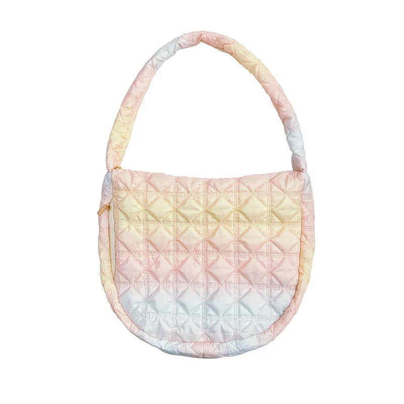 Ingvn  Sweet Color Large Capacity Women's Shoulder Bag Fashion Rhombus Pleated Design Ladies Messenger Bags Simple Novel Female Handbag