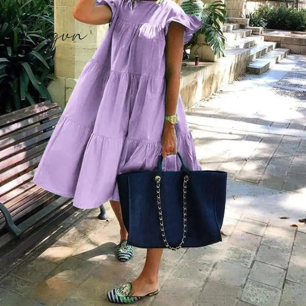 Ingvn - Summer Dress Women Summer Sundress Holiay Vintage Ruffled Party Dresses Casual Vestidos Femme Robe Plus Size Robe