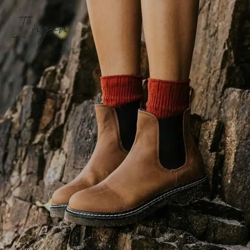 Ingvn - Artificial Leather Chelsea Boots