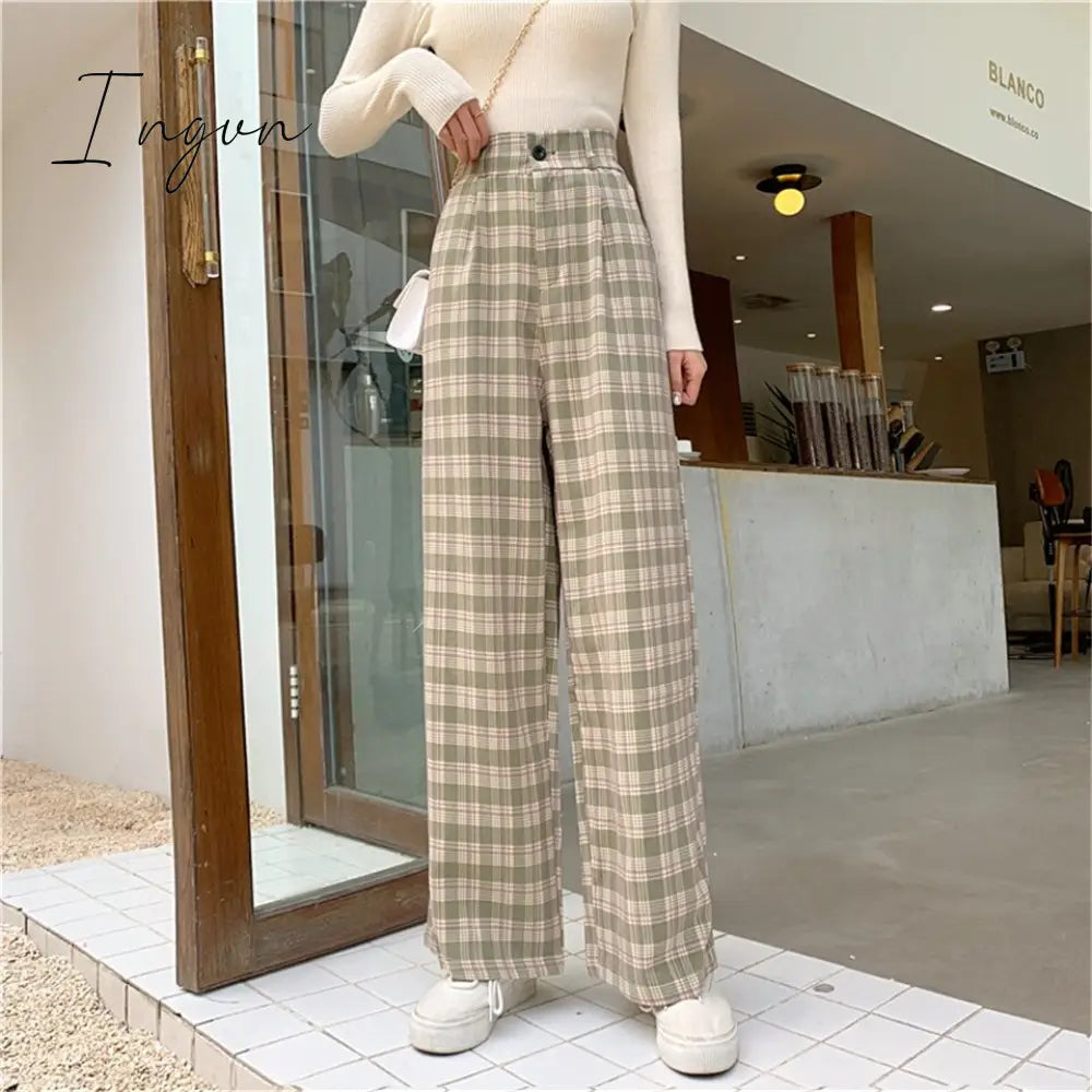 Ingvn - Sweatpants Women Clothes Pants Streetwear Winter Fashion Korean Style Wide Leg Harajuku Baggy Black High Waisted Vintage