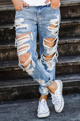 Ingvn - On-trend Ripped Straight Jeans