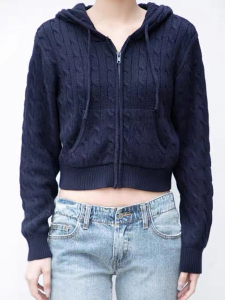 Brandy Mandy Sweaters Women White Knit Sweater Autumn Winter V Neck Long Sleev Knitted Sweater Navy Pullover Brandy Girl Sweater