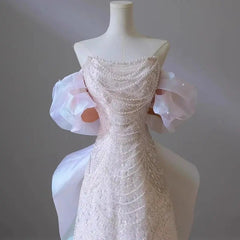 High End Heavy Industry Light Wedding Dress, One Shoulder Bridal Temperament, Light Luxury, Niche Fish Tail Engagement Dress,