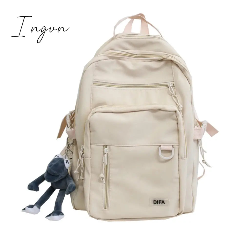 Ingvn - Aesthetic College Multi-Pocket Backpack