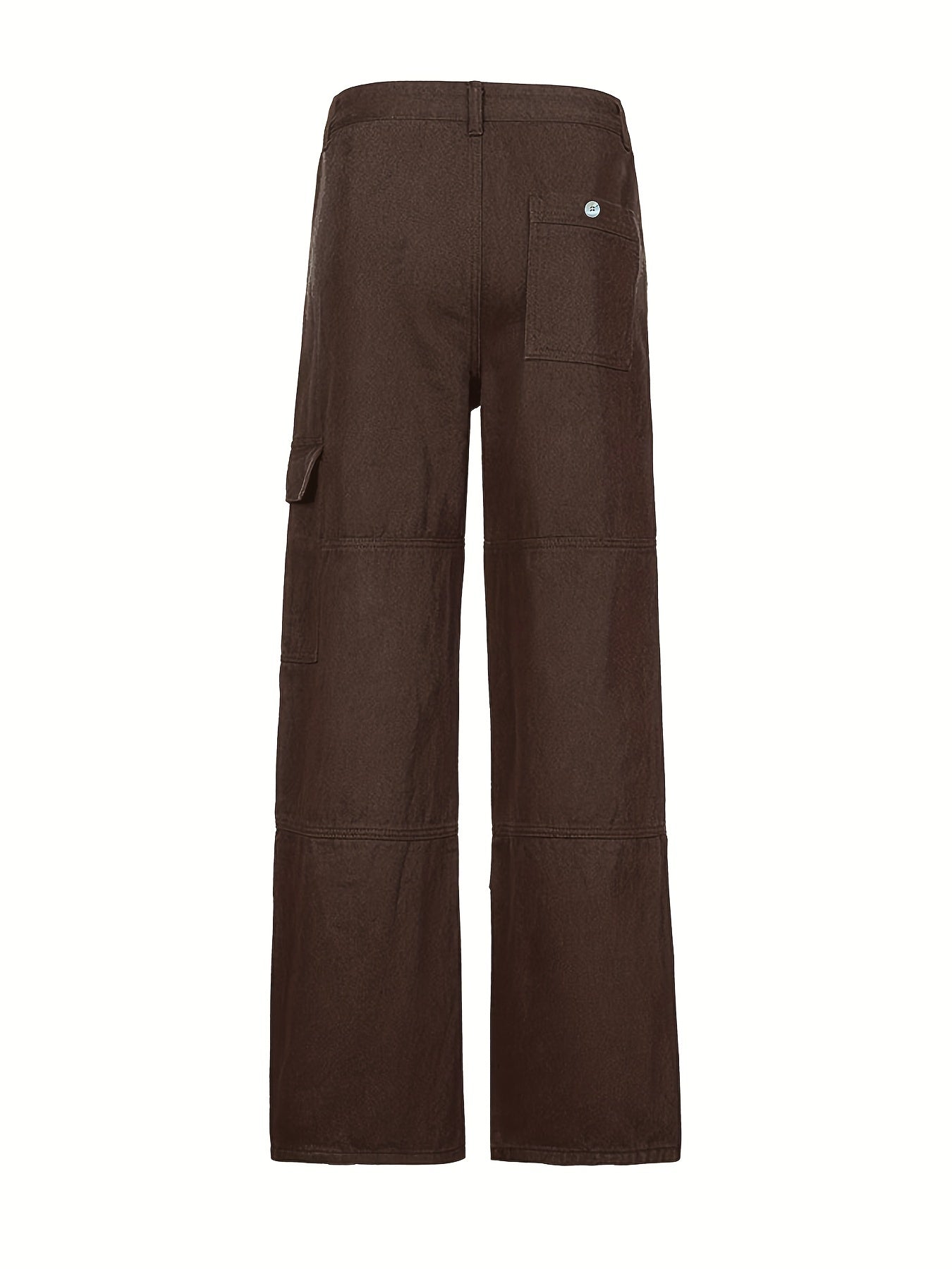 Wide Leg One Side Square Pocket Cargo Pants, Denim Loose Baggy Fit Straight Legs Trousers, Y2K Kpop Vintage Style Women's Jeans