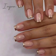 24Pcs French Tip  Press on Nails Short Coffin False Nails Simple Wearable Fake Nails Frosted Full Cover Press on Nail Tips Art