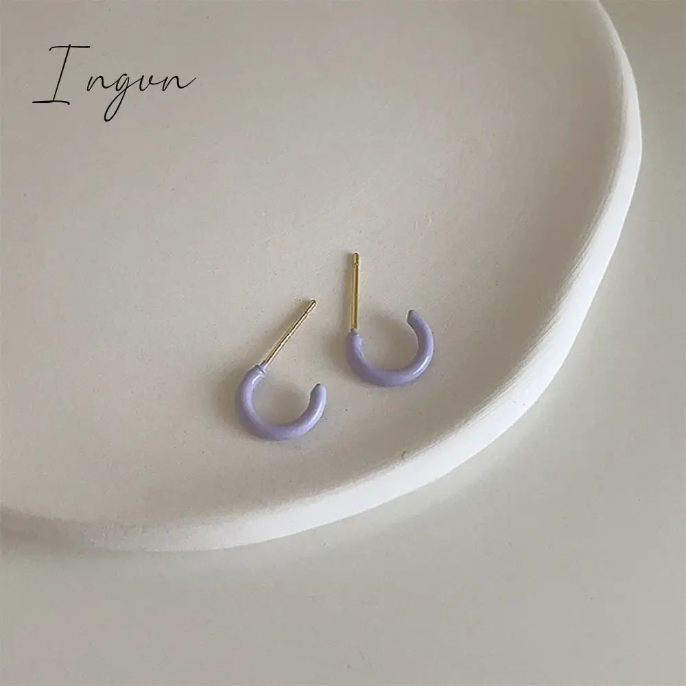 Trendy Simple Colorful Hoop Earrings for Women Exquisite Gold Plated Needle Studs Sweet Elegant Party Jewelry Girlfriend Gifts