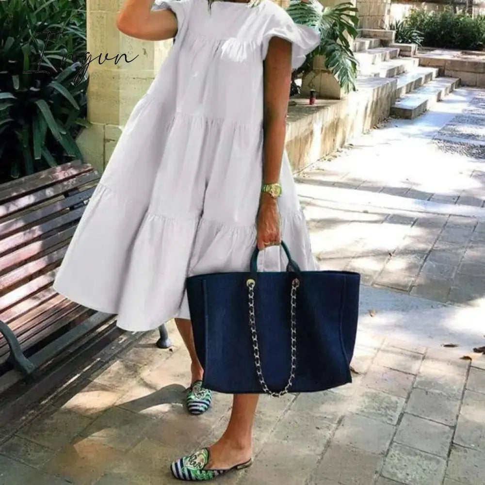 Ingvn - Summer Dress Women Summer Sundress Holiay Vintage Ruffled Party Dresses Casual Vestidos Femme Robe Plus Size Robe