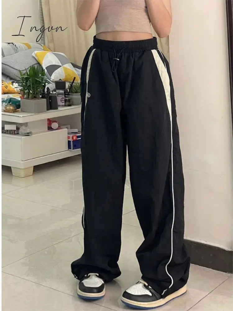 Ingvn - Casual Baggy Pants Women Vintage Oversized Hip Hop Joggers Harajuku Streetwear BF Female Sweatpants Wide Leg Trousers