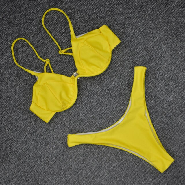 New Arrival Summer Women Two Piece Swimsuit Sexy Bikini Violet Steel Bracket Swimwear Female Bathing Suits Beachwear