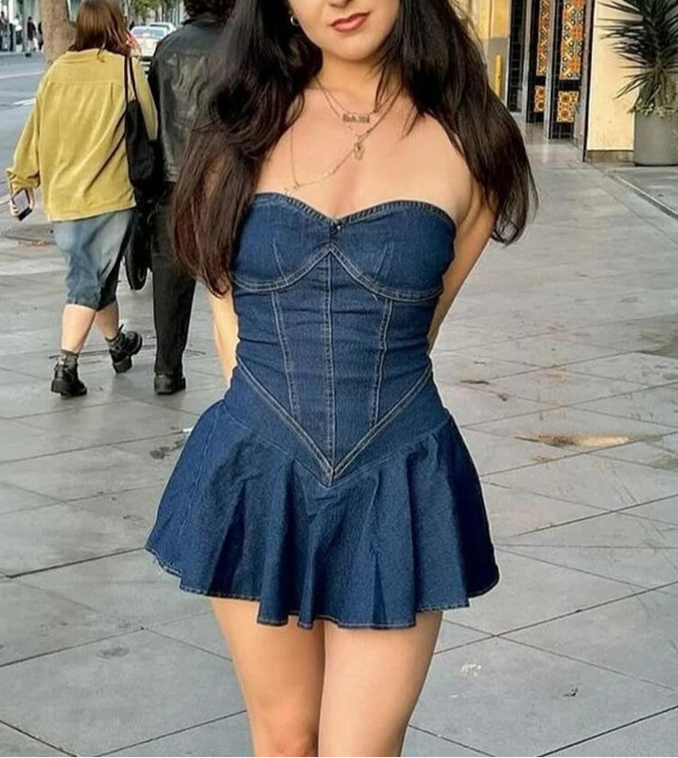 High-quality sexy Dress Wrapped Around The Chest European And American Style Authentic Mini Dress Without Sleeves Or Straps