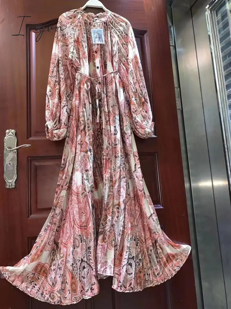 Ingvn - Retro spring and autumn new retro temperament breasted bow halter dress women's long-sleeved irregular knee-length dress