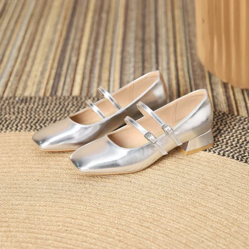 Mary Jane Shoes for Women Spring New Shallow Thick Heeled Single Shoes Soft and Comfortable Ballet Wedding Shoes Zapatos Mujer