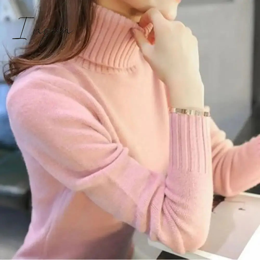 Ingvn - Women's Sweater Turtleneck Trending Sweater New Fashion Top Autumn and Winter Korean Pullover Women's Pullover Knitwear