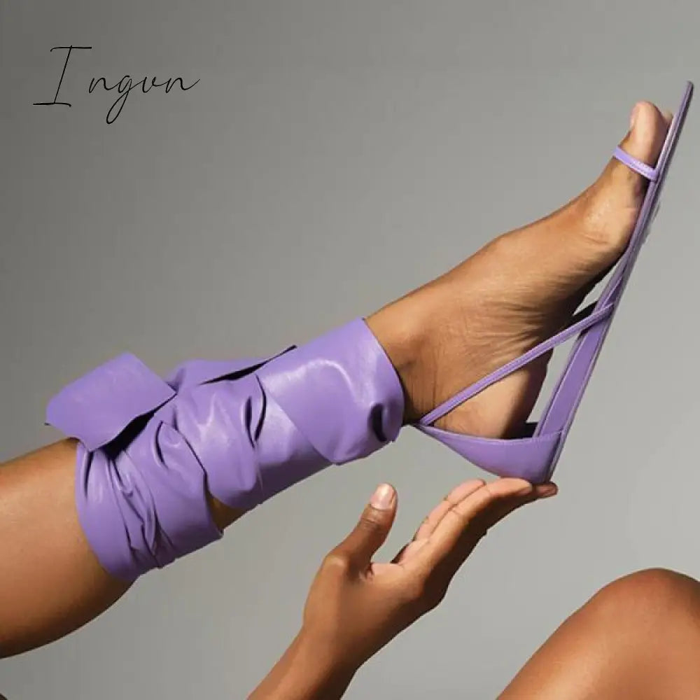 Ingvn - Women Gladiator Thong Summer Ankle Wrap Flat Sandals
