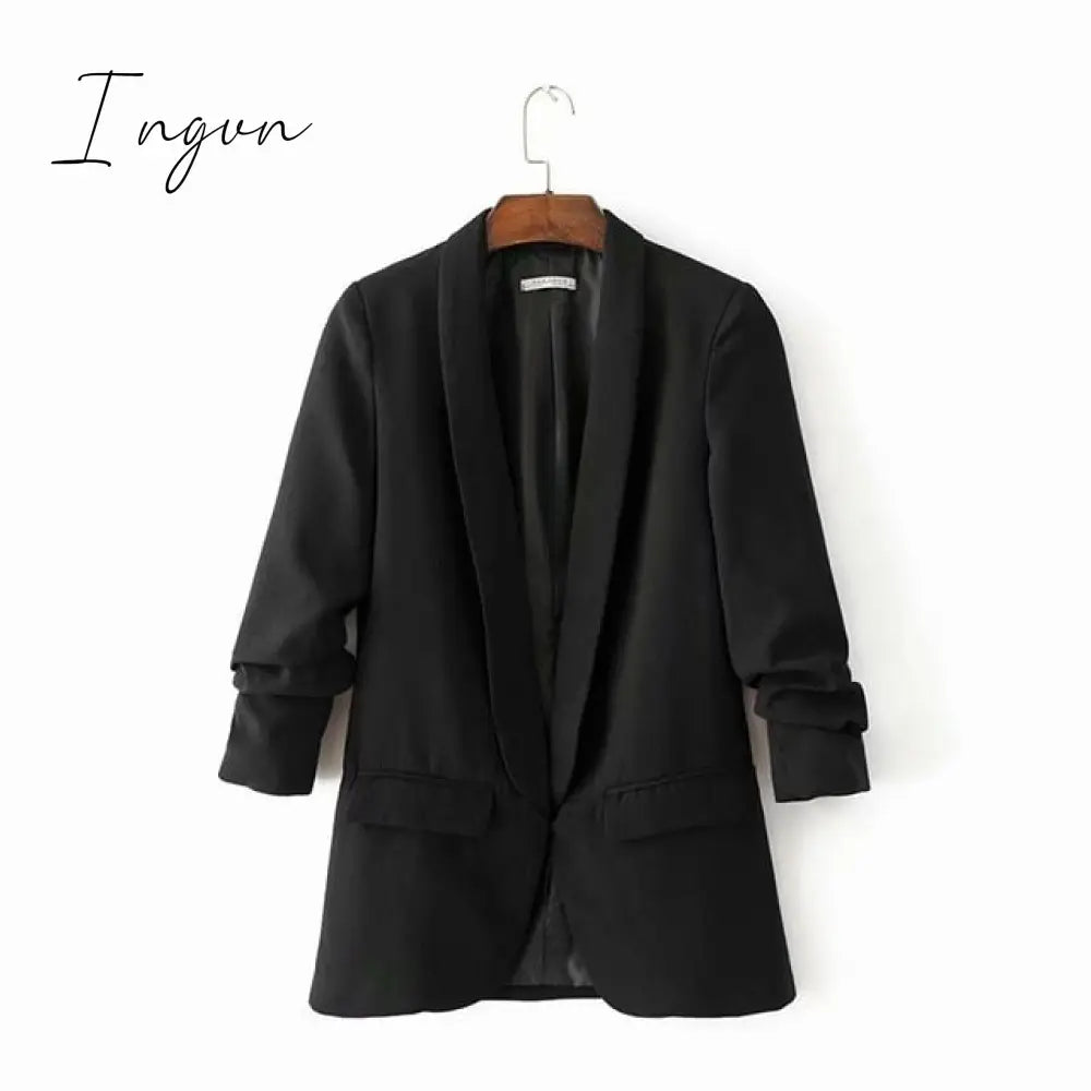 Ingvn - White Blazer Women Suits Spring Summer Three Quarter Sleeve Thin Jacket Leisure Pink Blazer