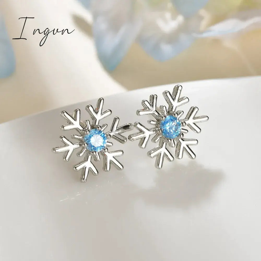 Crystal Zircon Snowflake Stud Earrings For Women Shiny Rhinestone Charm Earring Girls Christmas New Year Birthday Jewelry Gifts